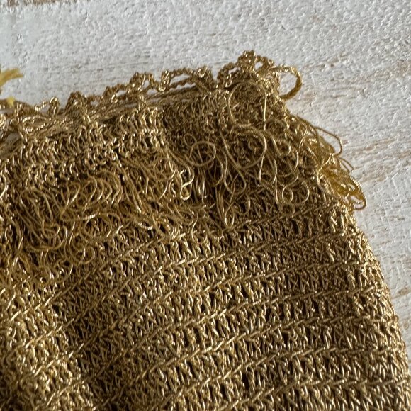 Vintage Miniature/Small Metallic Gold Crochet Drawstring Bag - Picture 7 of 12